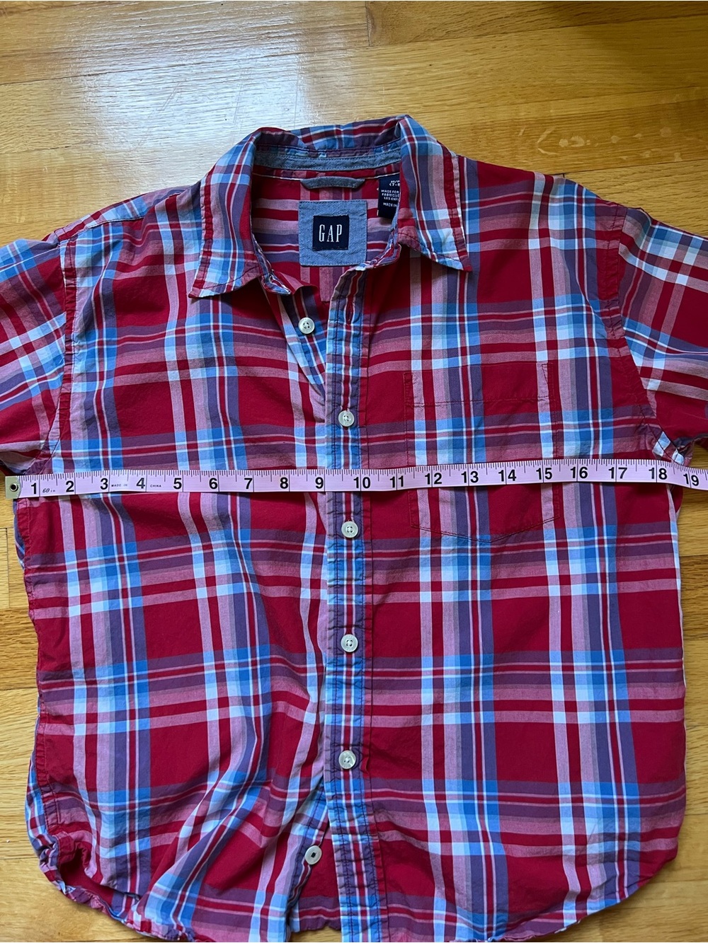 GAP Red and Blue Plaid Short-Sleeve Shirt size youth Med (7-8) - Picture 6 of 7